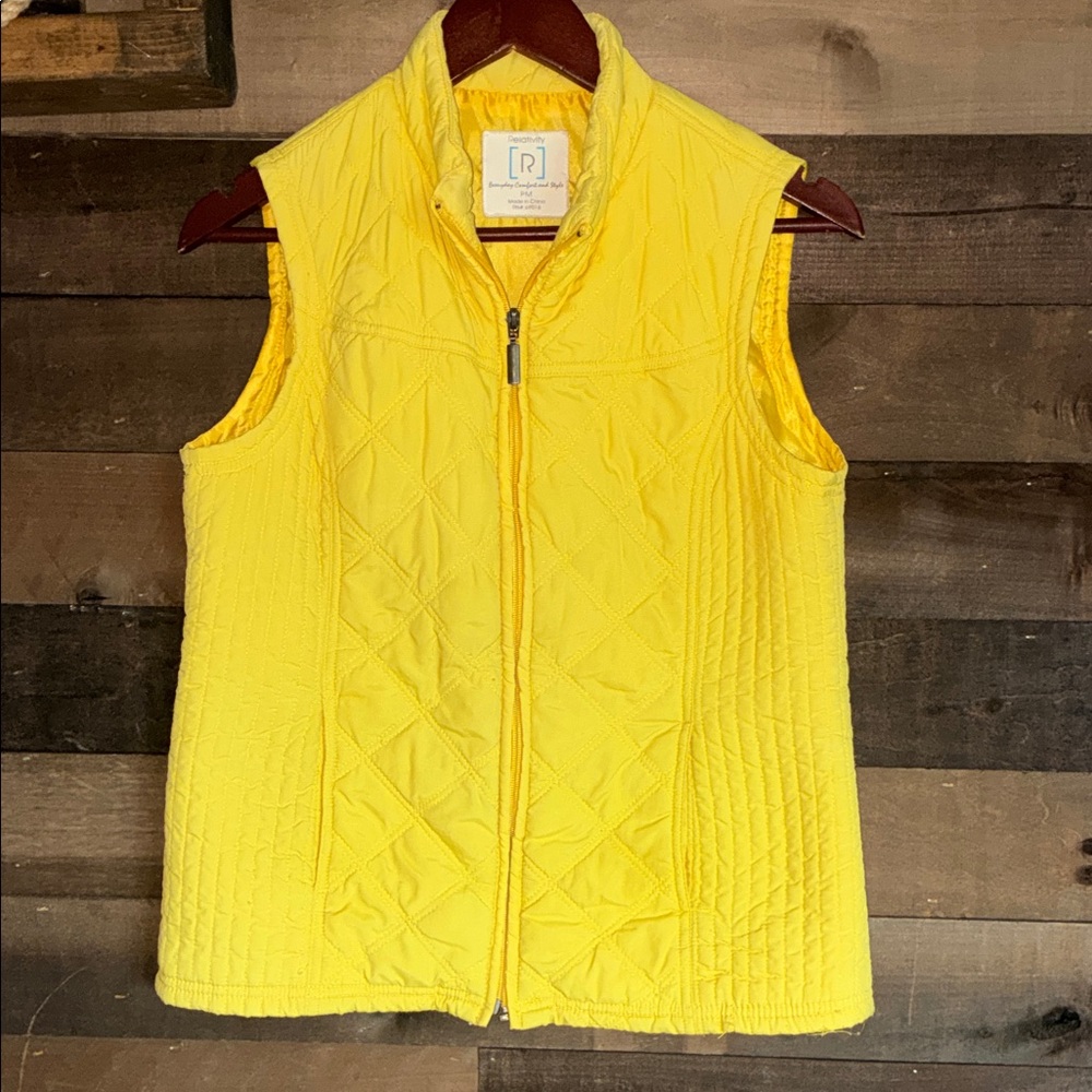 Relativity Yellow Quilted Zip Front Vest